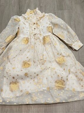 Girls 9/10 Mama Luma Ivory and Gold Celestial Party Dress